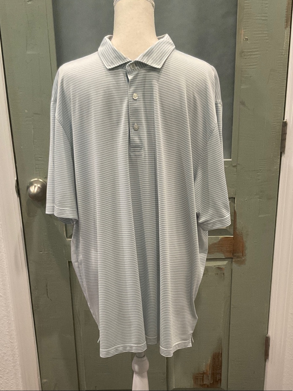 Puma Light Blue & White Striped Polo Shirt